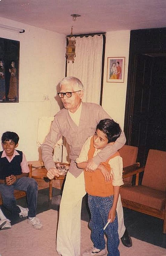 Nanaji with Gaurav sitting and Tushar